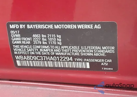 2017 BMW 330I xDrive from USA, damaged, VIN WBA8D9C37HA012294